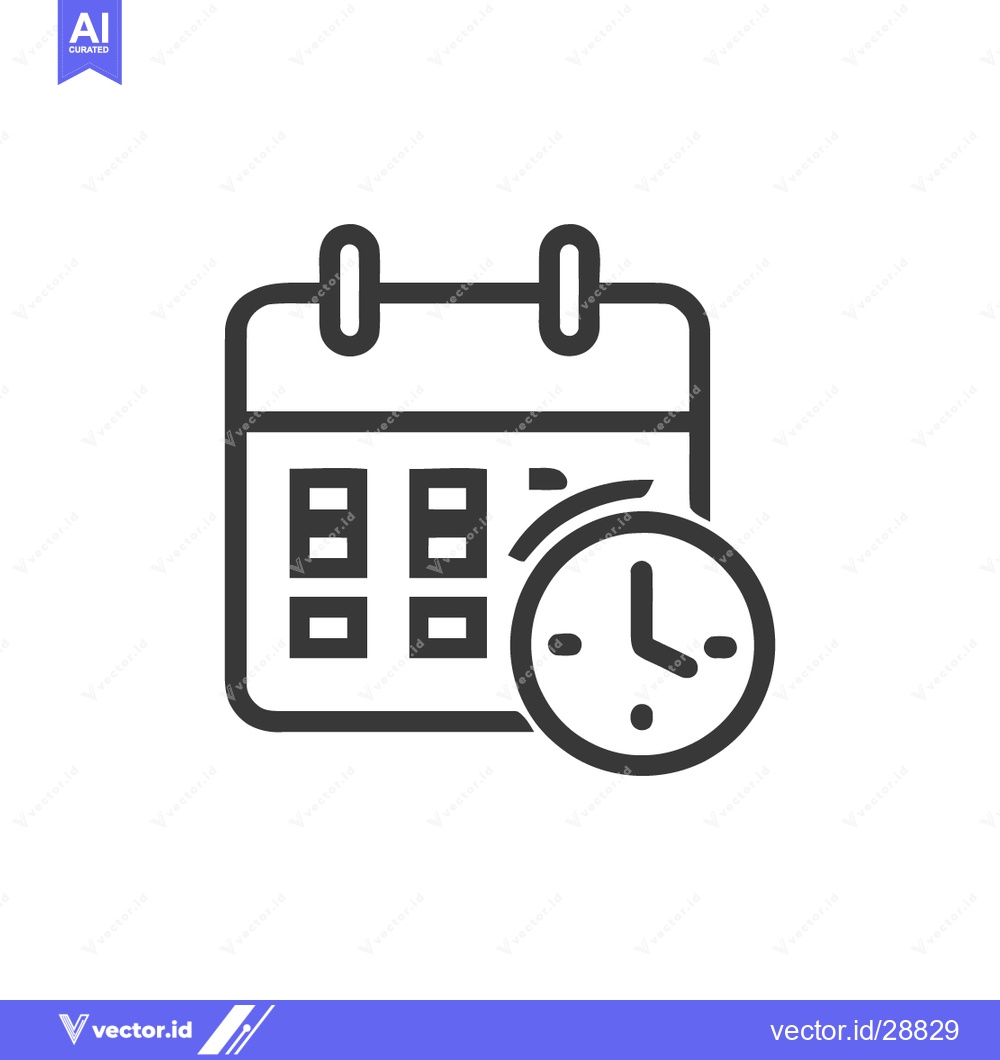 Premium Vector of Calendar and Clock Icon: Appointment Scheduling, Time Management Symbo
