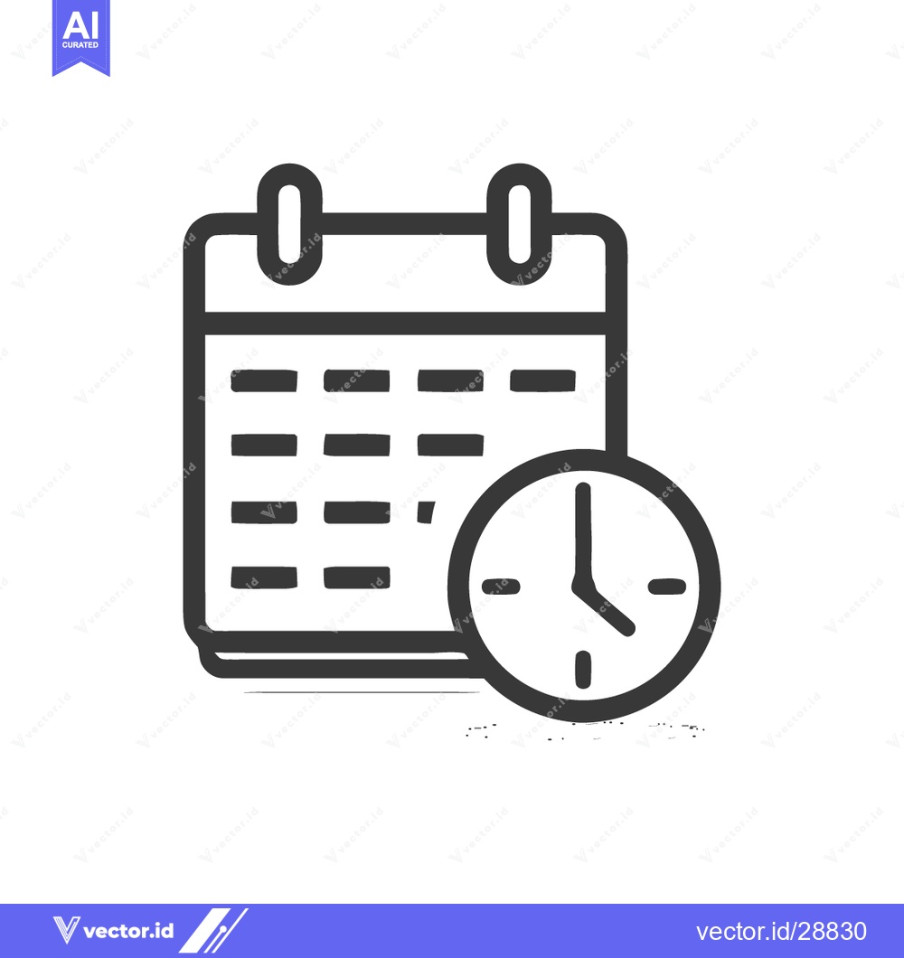 Premium Vector dari Minimalist Calendar and Clock Icon: Time Management Symbol