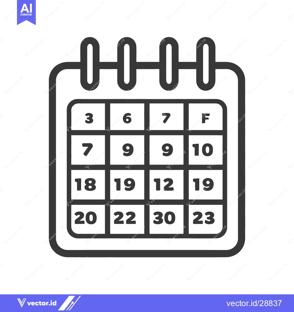Premium Vector of A black and white outline image of a calendar page