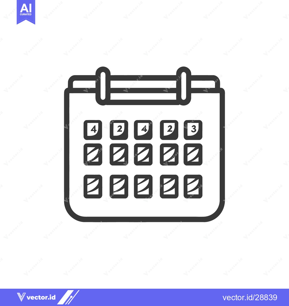 Premium Vector of A simple monochrome illustration of a calendar and its contents