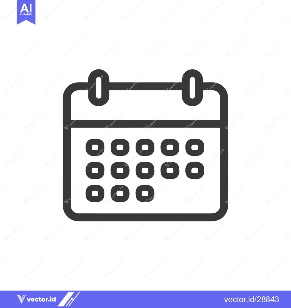 Premium Vector of Minimalist Calendar Icon: Dark Gray Outline on White Background