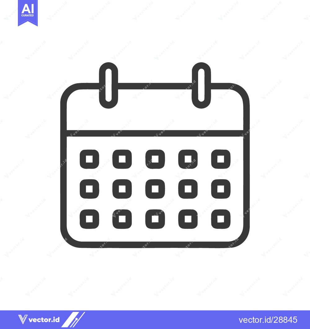 Premium Vector dari Minimalist Calendar Icon: Black Outline on White Background, Schedule