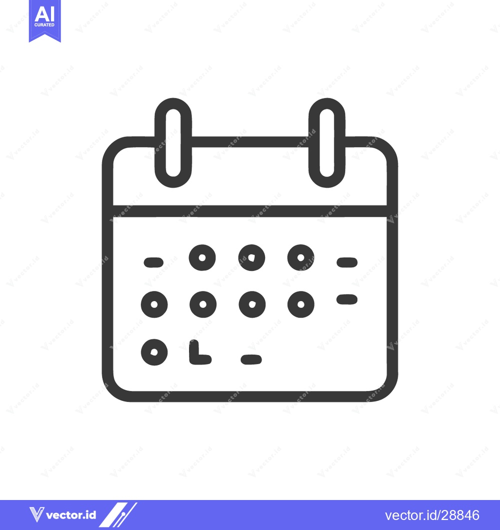 Premium Vector dari Minimalist Calendar Icon with Marked Dates, Outline Style on White Bac