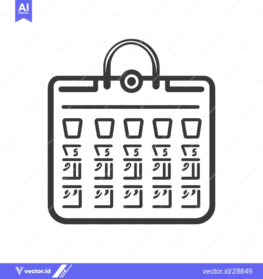 Premium Vector of Illustrated black and white calendar with a carrying handle design