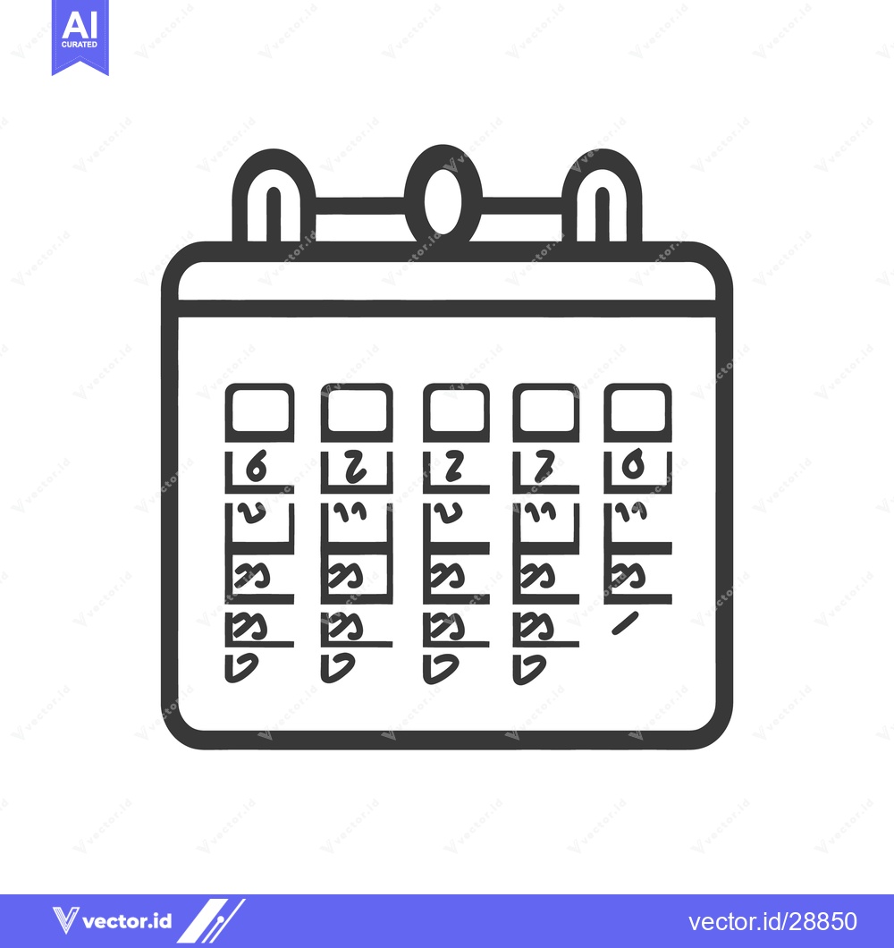 Premium Vector dari A simple black and white calendar featuring dates and a border