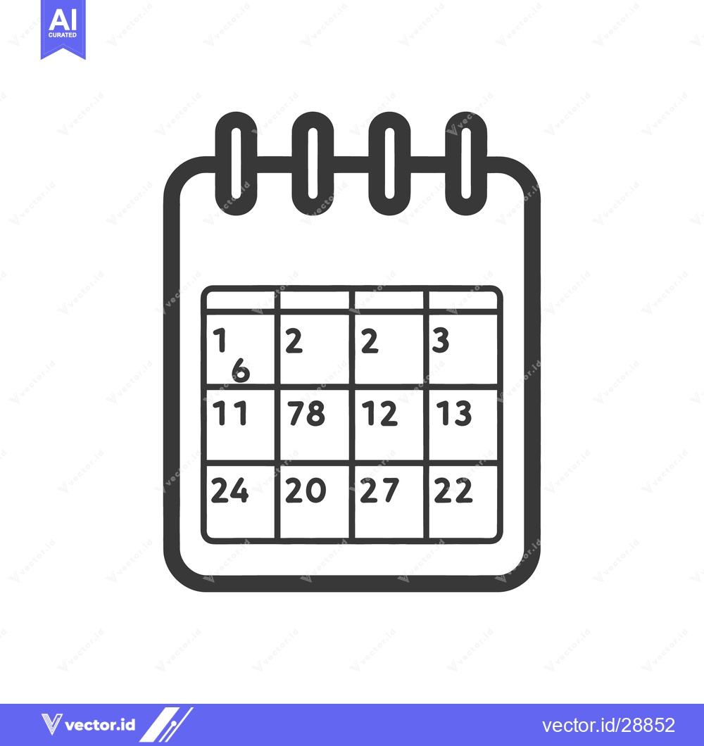 Premium Vector dari A simple black and white illustration of a calendar with dates