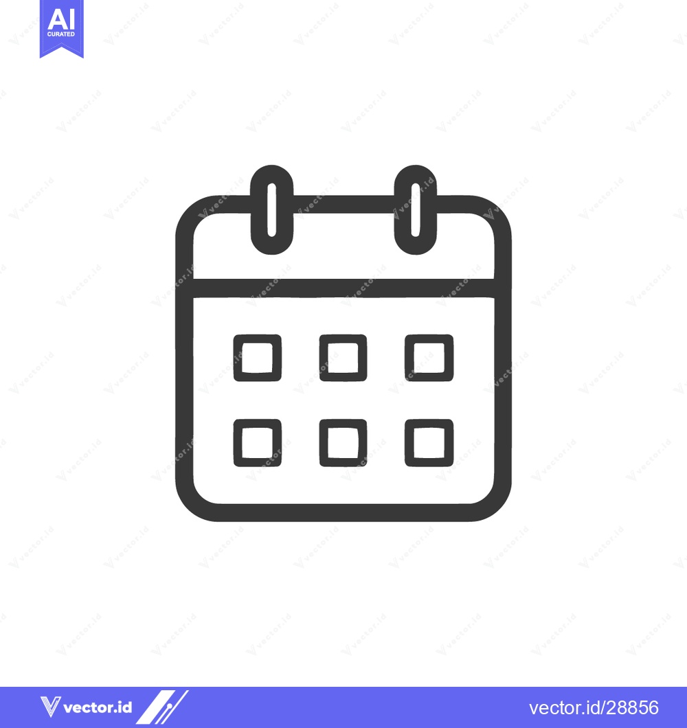 Premium Vector of Minimalist Calendar Icon: Simple Black Outline on White Background