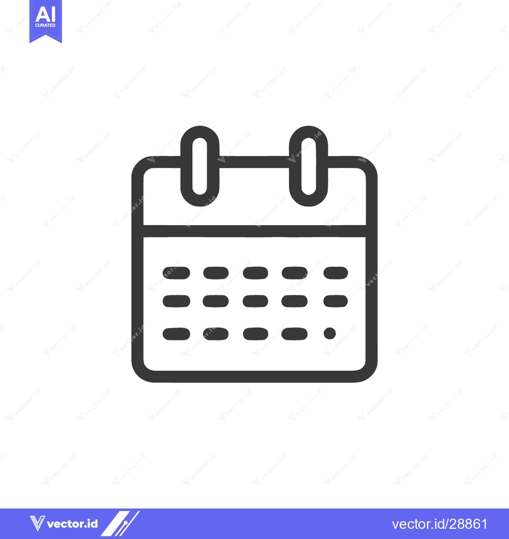 Premium Vector of Minimalist Calendar Icon with Rounded Edges and Bold Outline on White