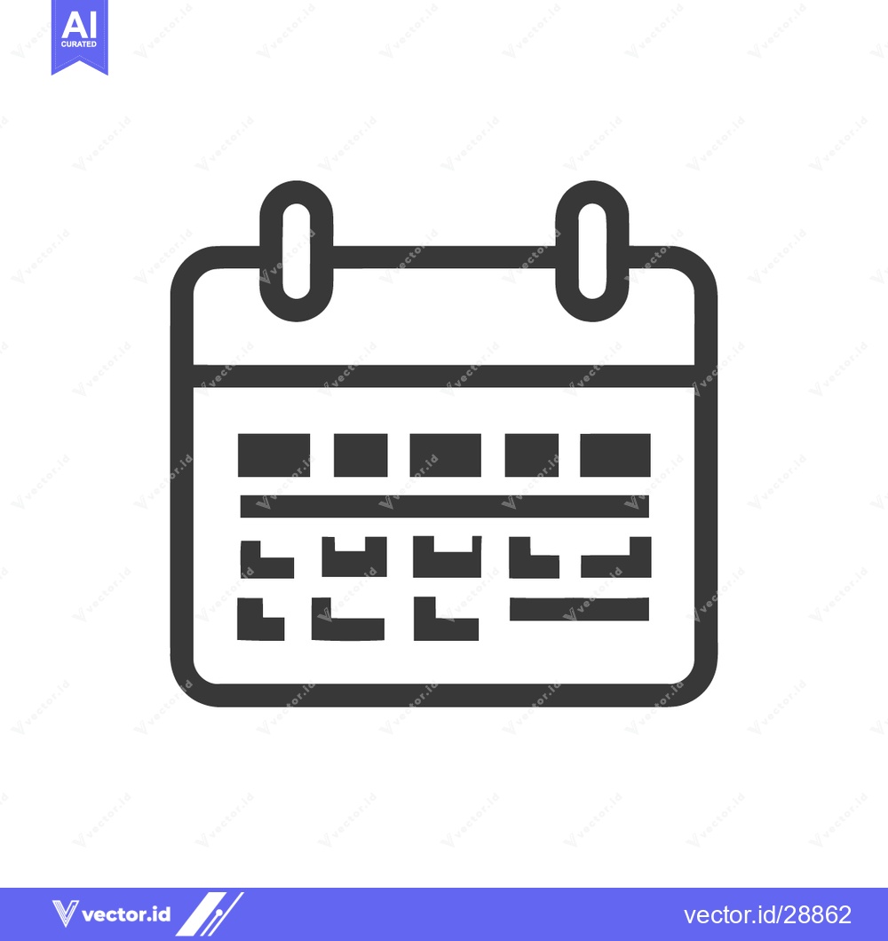 Premium Vector dari Minimalist Calendar Icon: Simple Black Outline on White Background