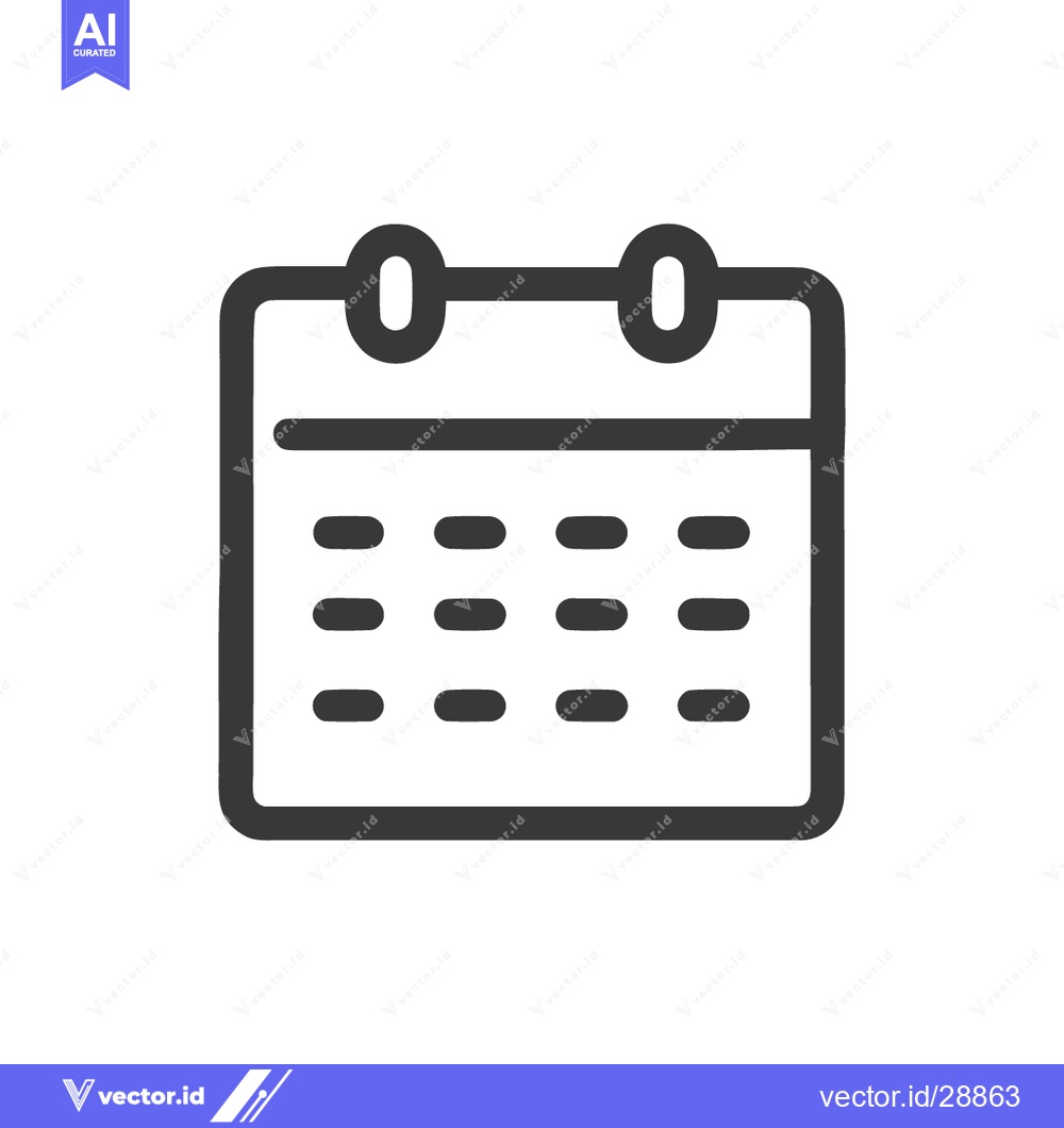 Premium Vector dari Minimalist Calendar Icon: Black Outline on White Background, Schedule