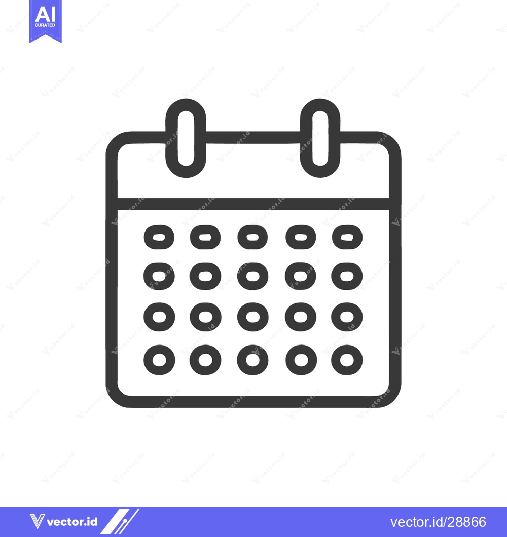 Premium Vector of Minimalist Calendar Icon: Black Outline on White Background, Schedule