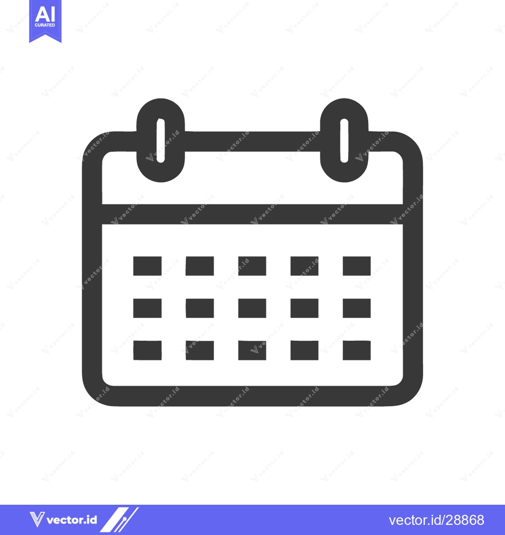 Premium Vector dari Minimalist Calendar Icon: Simple Black Outline on White Background, Ti