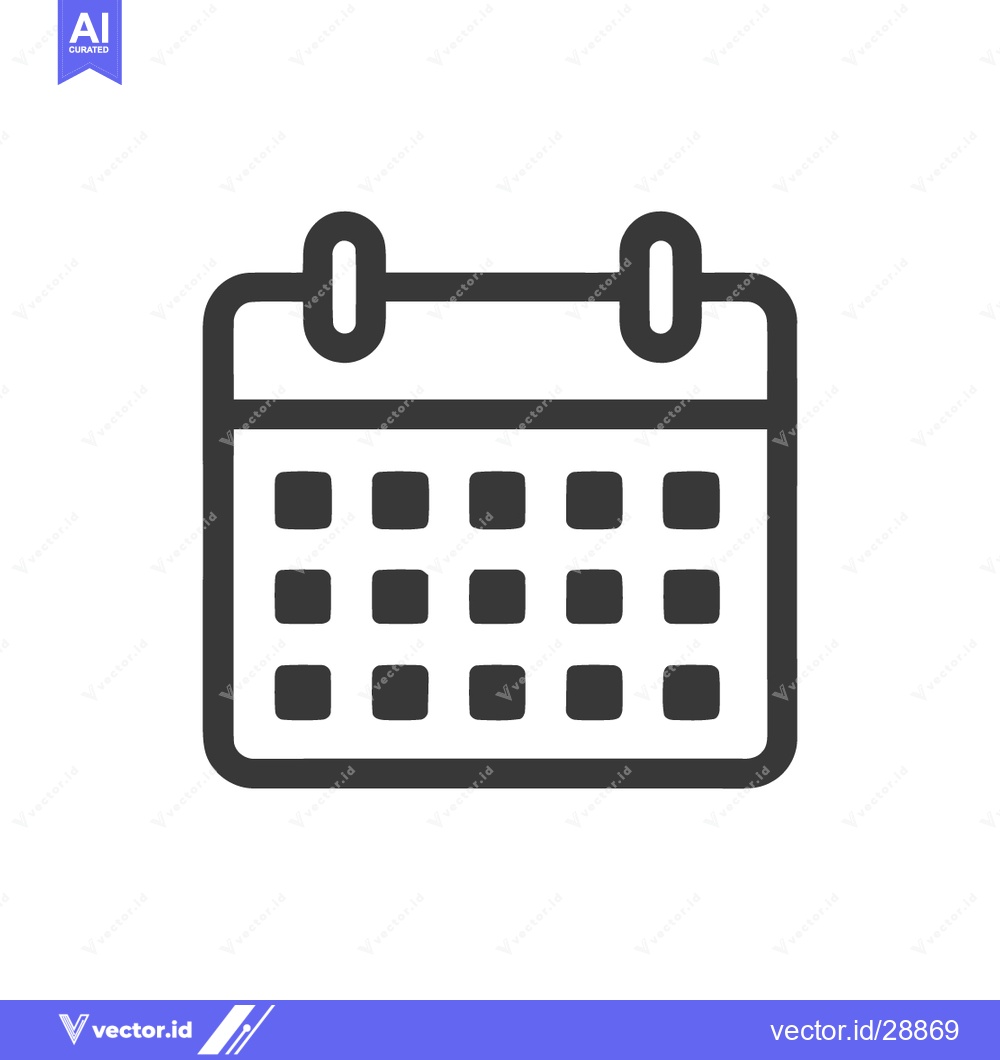 Premium Vector of Simple Calendar Icon: Schedule, Date, and Time Management Symbol in Da