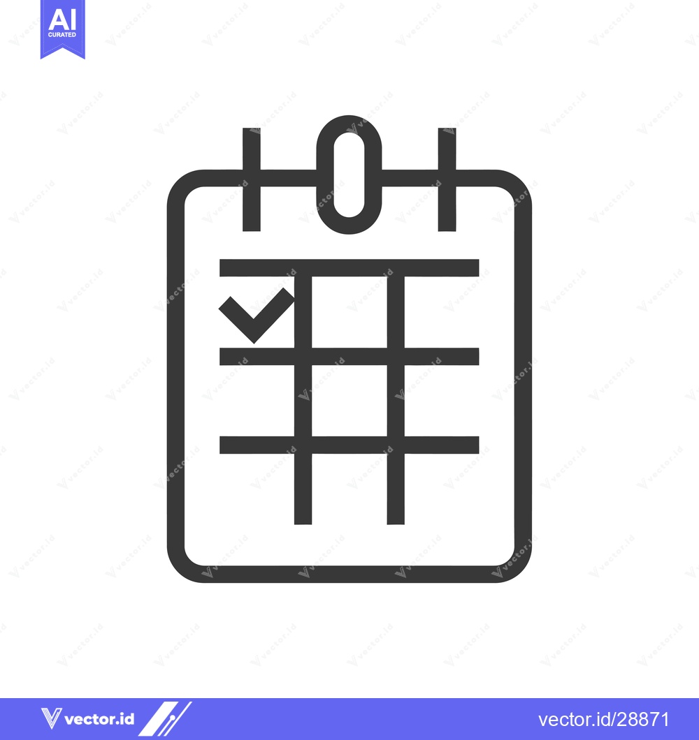 Premium Vector dari Calendar with Checkmark and Grid