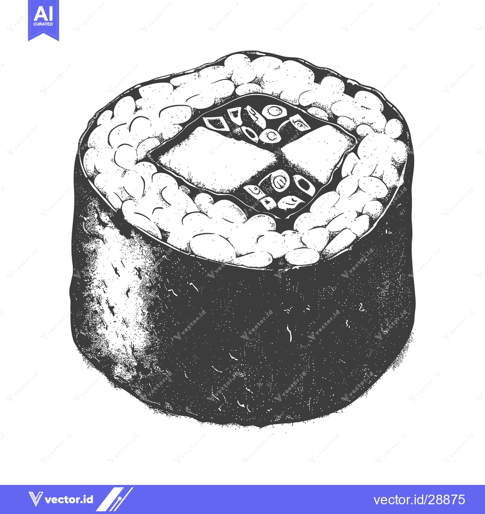 Premium Vector dari Delicious Sushi Roll Drawing Artistic Illustration