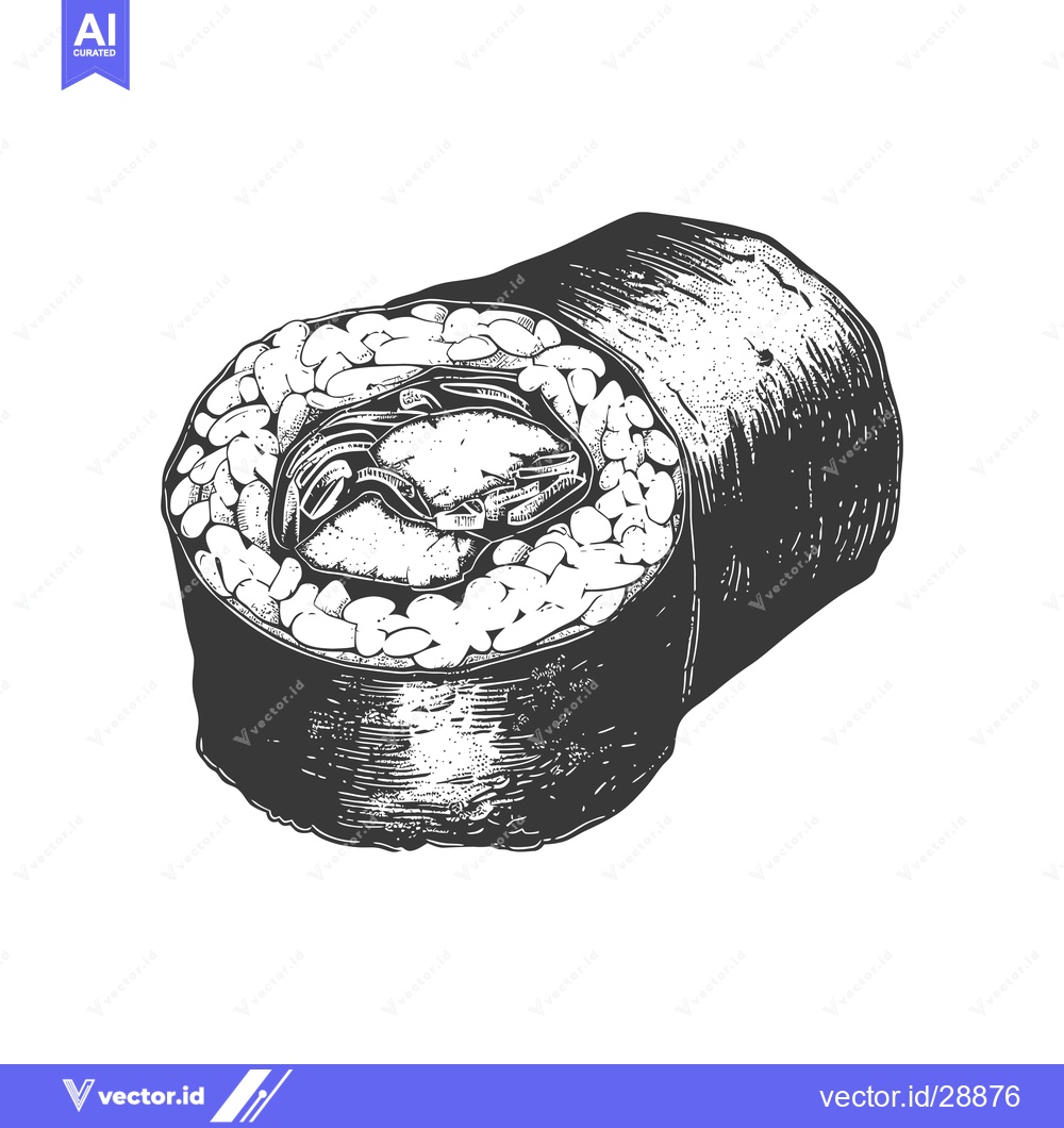 Premium Vector of A Single Piece of Delicious Sushi Roll