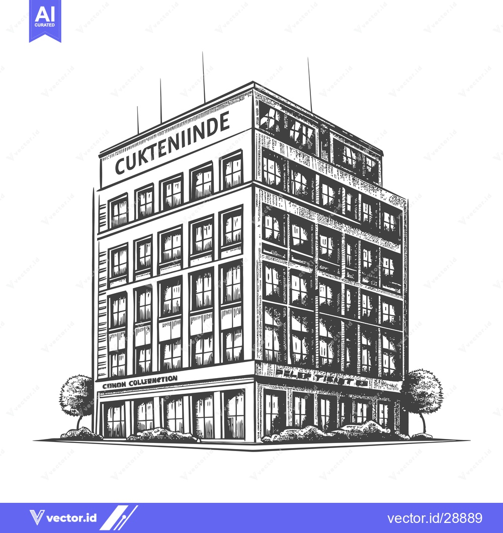 Premium Vector dari A Detailed Sketch of a Multi Story City Building