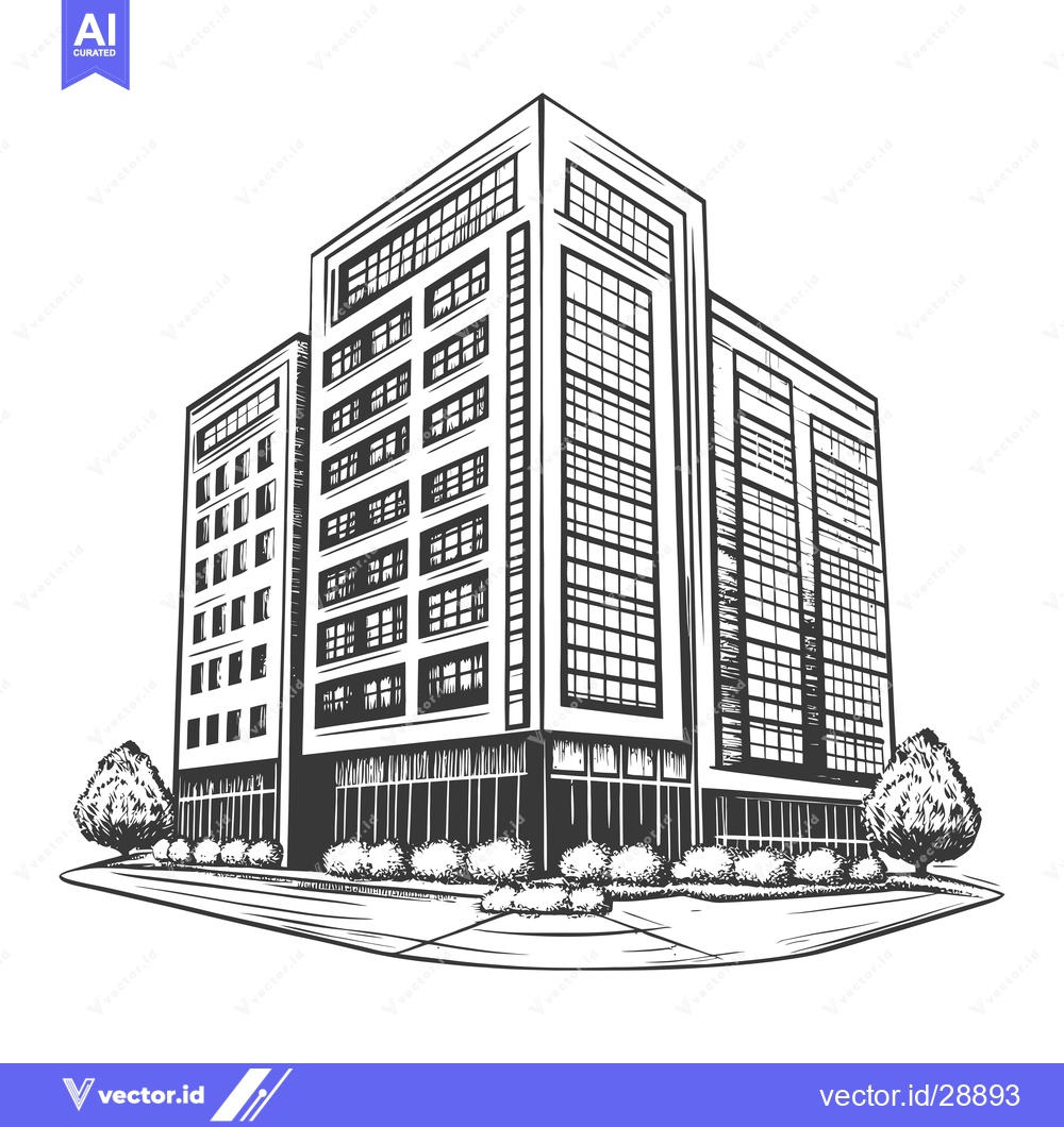 Premium Vector dari Modern City Buildings Architectural Sketch Drawing