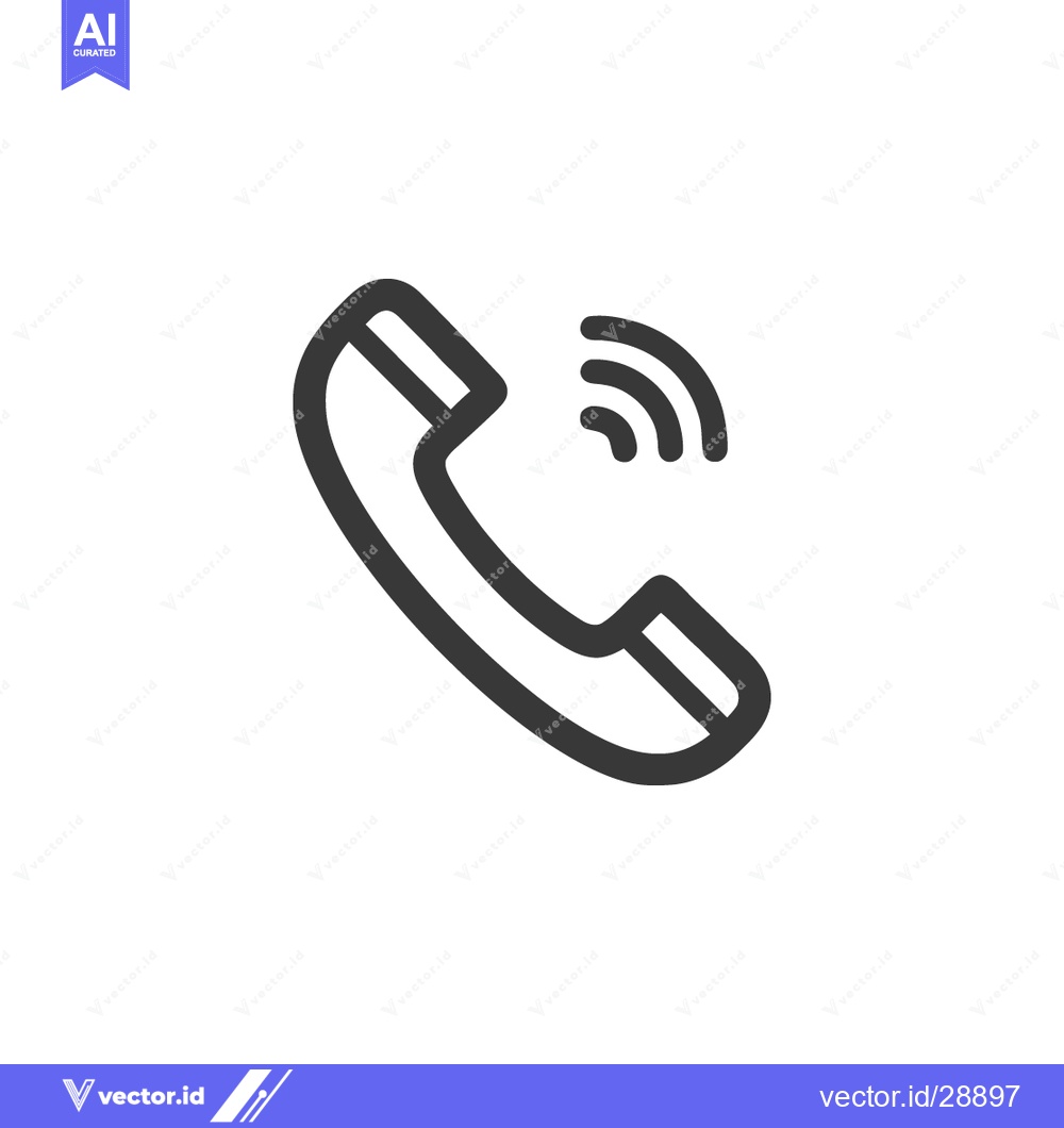 Premium Vector of Ringing Phone Icon: Bold Outline on White Background, Communication Sy