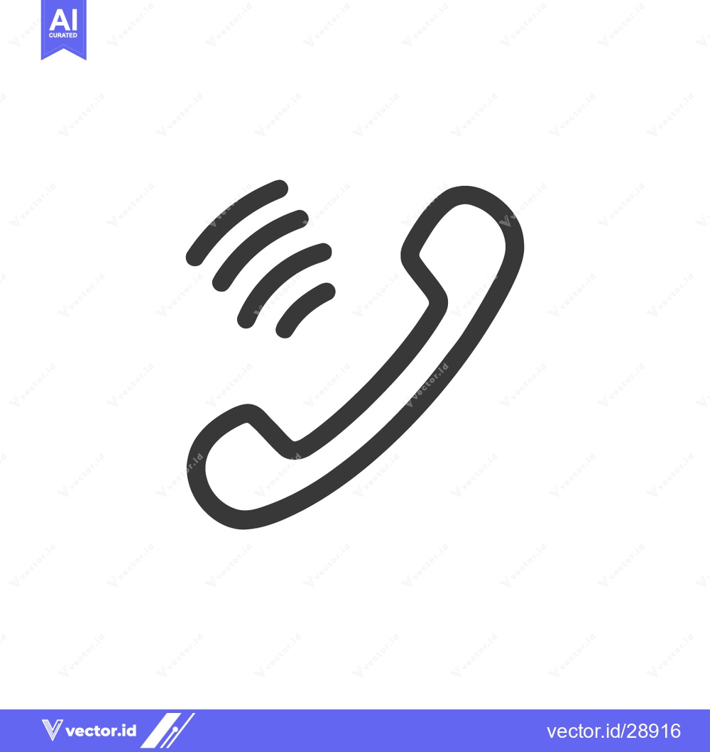 Premium Vector of Ringing Phone Icon: Bold Outline on White Background, Communication Sy