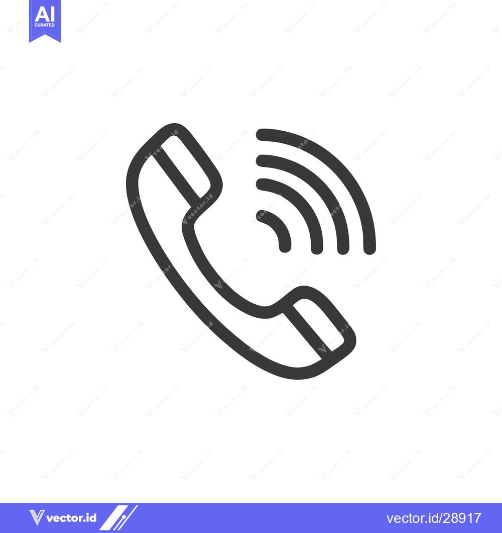 Premium Vector of Ringing Phone Icon: Bold Outline of Handset with Signal Waves