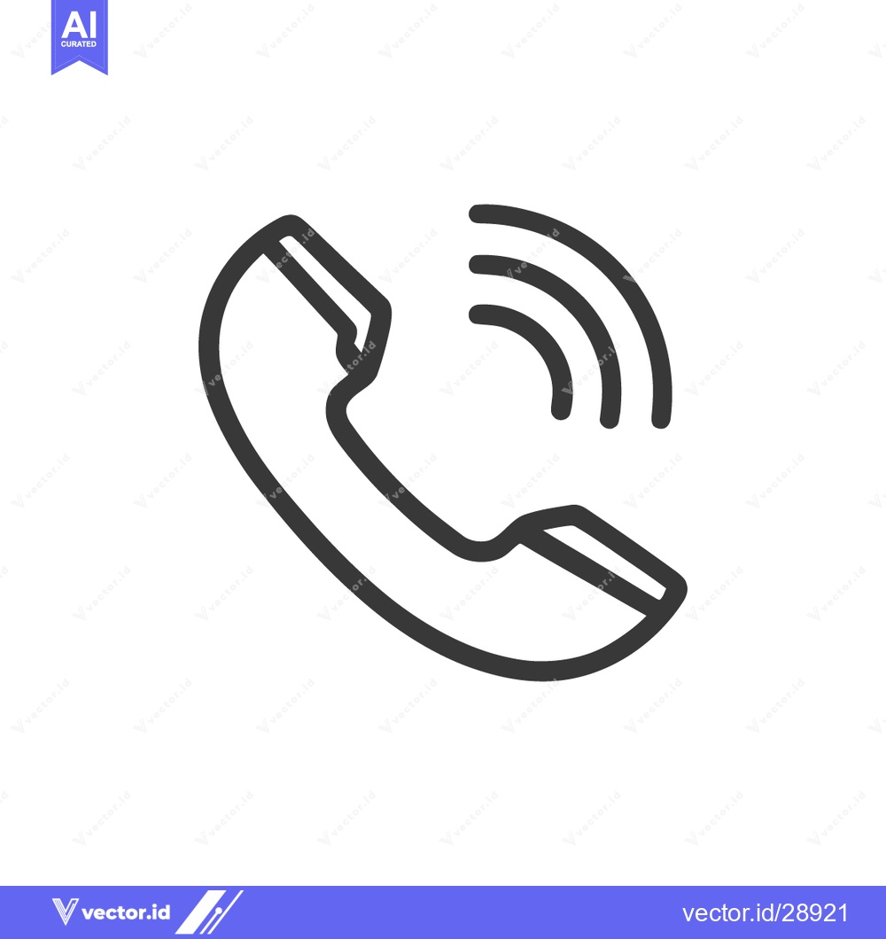 Premium Vector of Ringing Phone Icon: Bold Outline Design on White Background