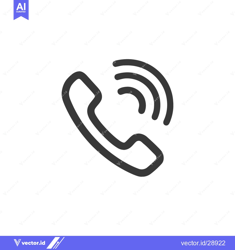 Premium Vector dari Ringing Phone Icon: Bold Outline on White Background, Communication Sy