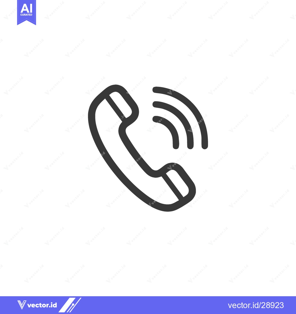 Premium Vector of Ringing Phone Icon: Bold Outline Design on White Background