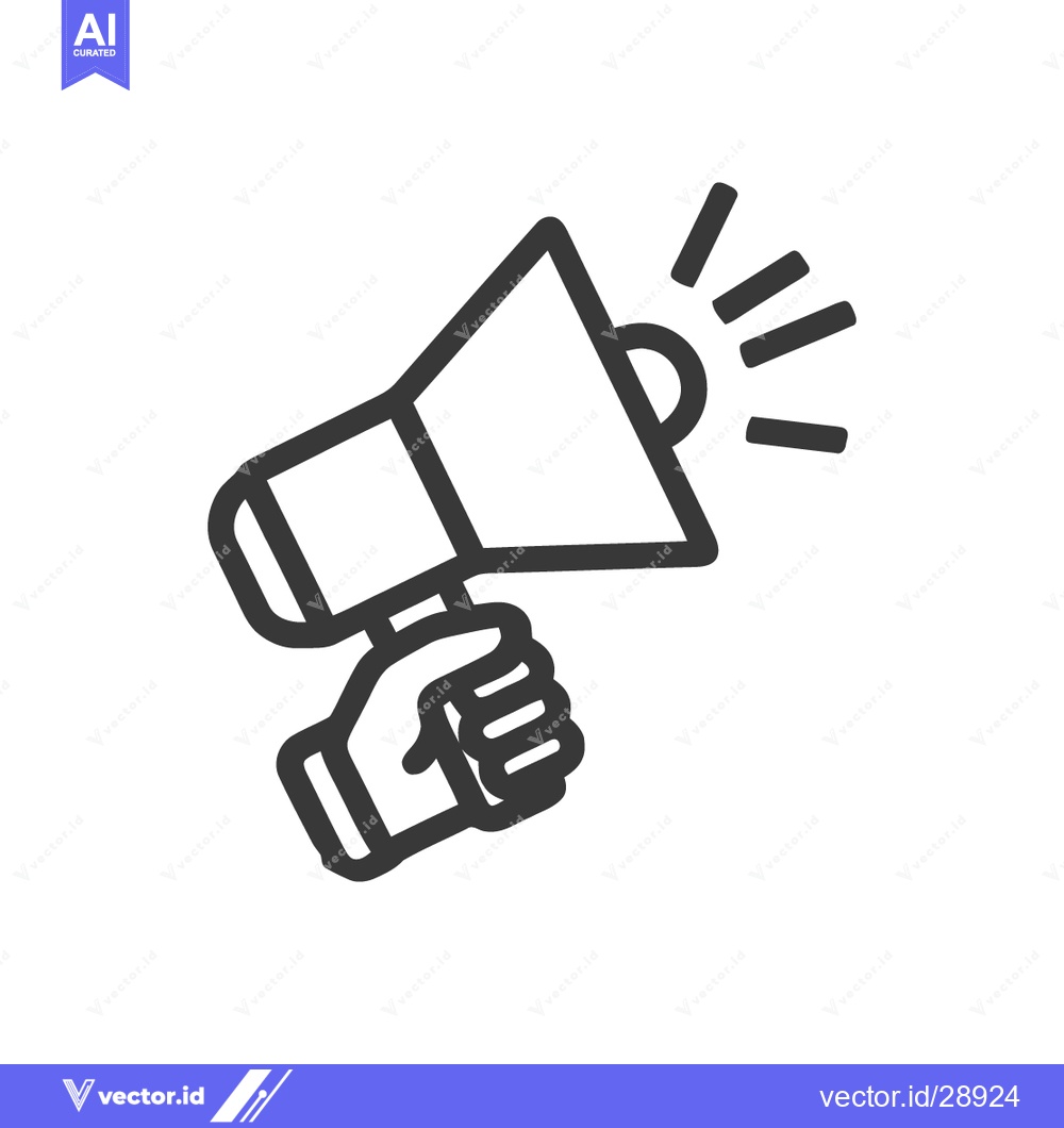 Premium Vector dari Hand Holding Megaphone Icon: Bold Line Art for Announcements and Commu