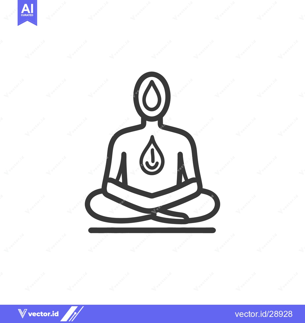 Premium Vector of A seated person meditating with a water droplet icon present