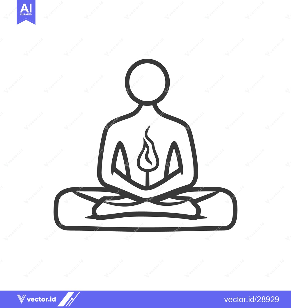 Premium Vector of A simple illustration shows a person in a meditation position with a f