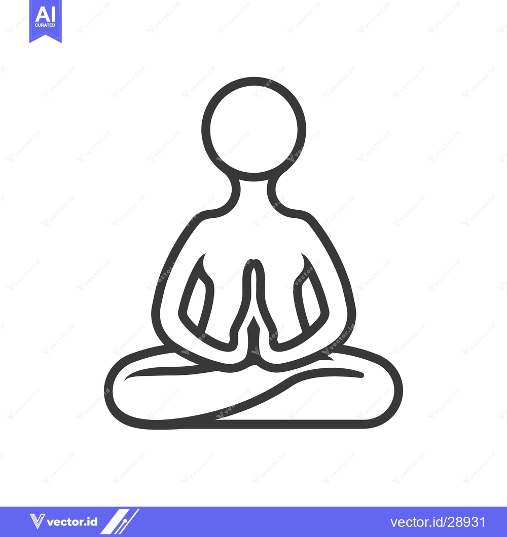 Premium Vector dari Simplified depiction of a person meditating in a lotus position