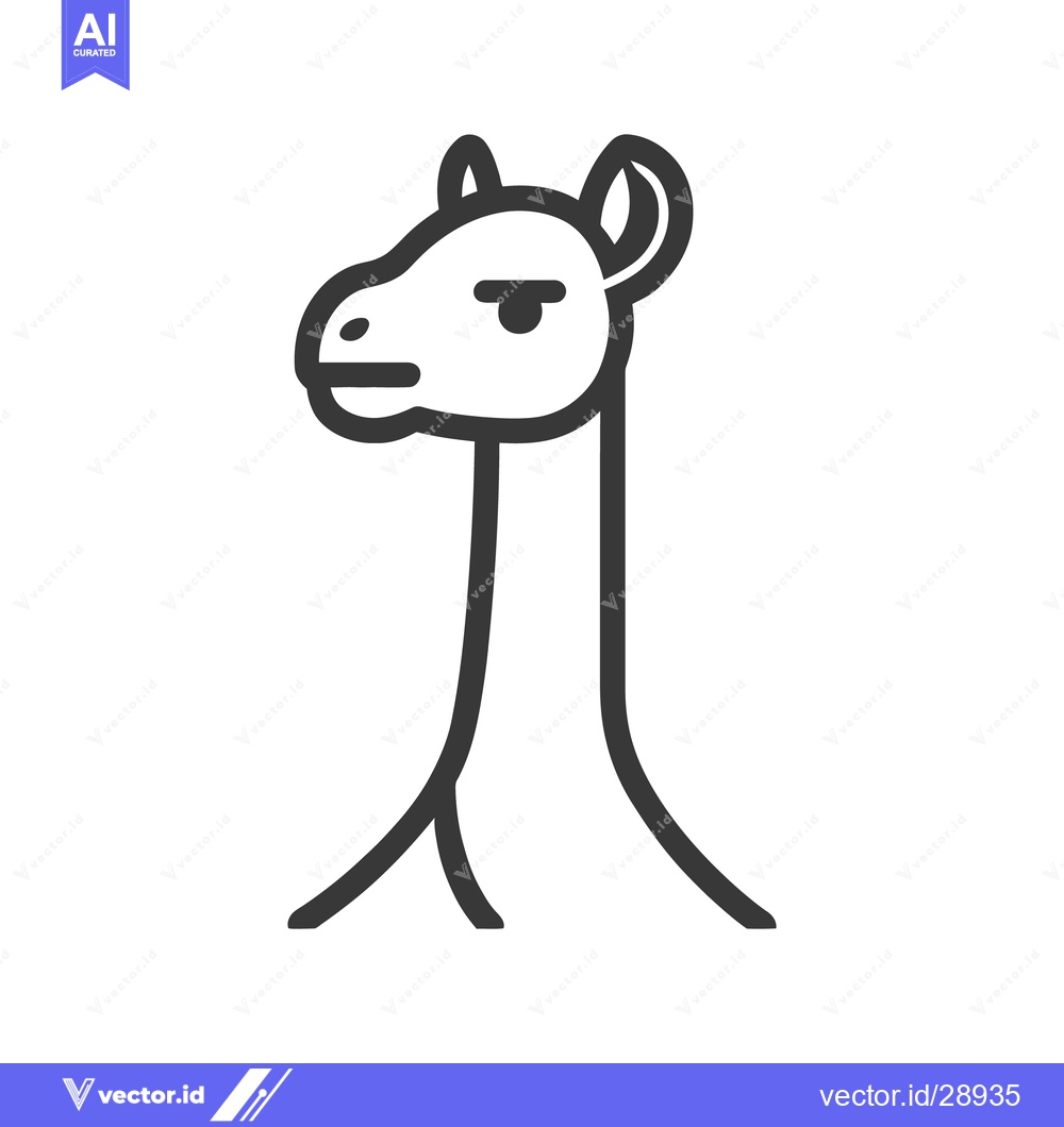Premium Vector dari A stylized black line illustration of a camel animal profile