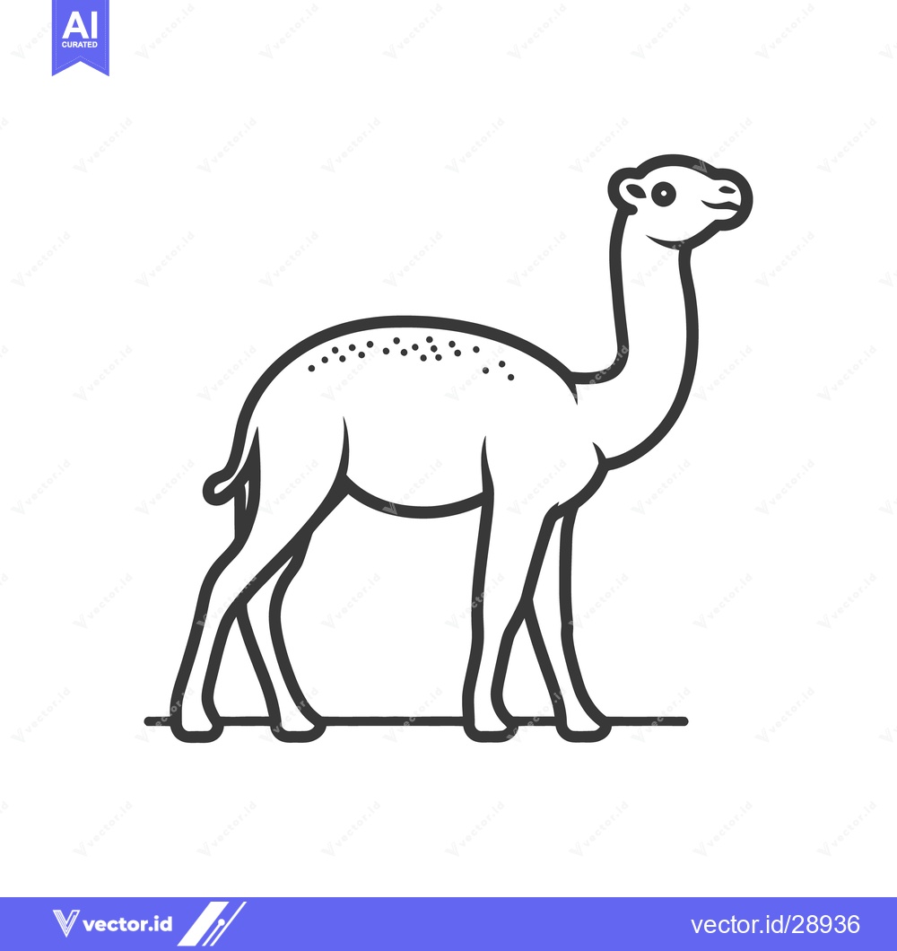 Premium Vector dari A simple line drawing depicting a standing camel animal
