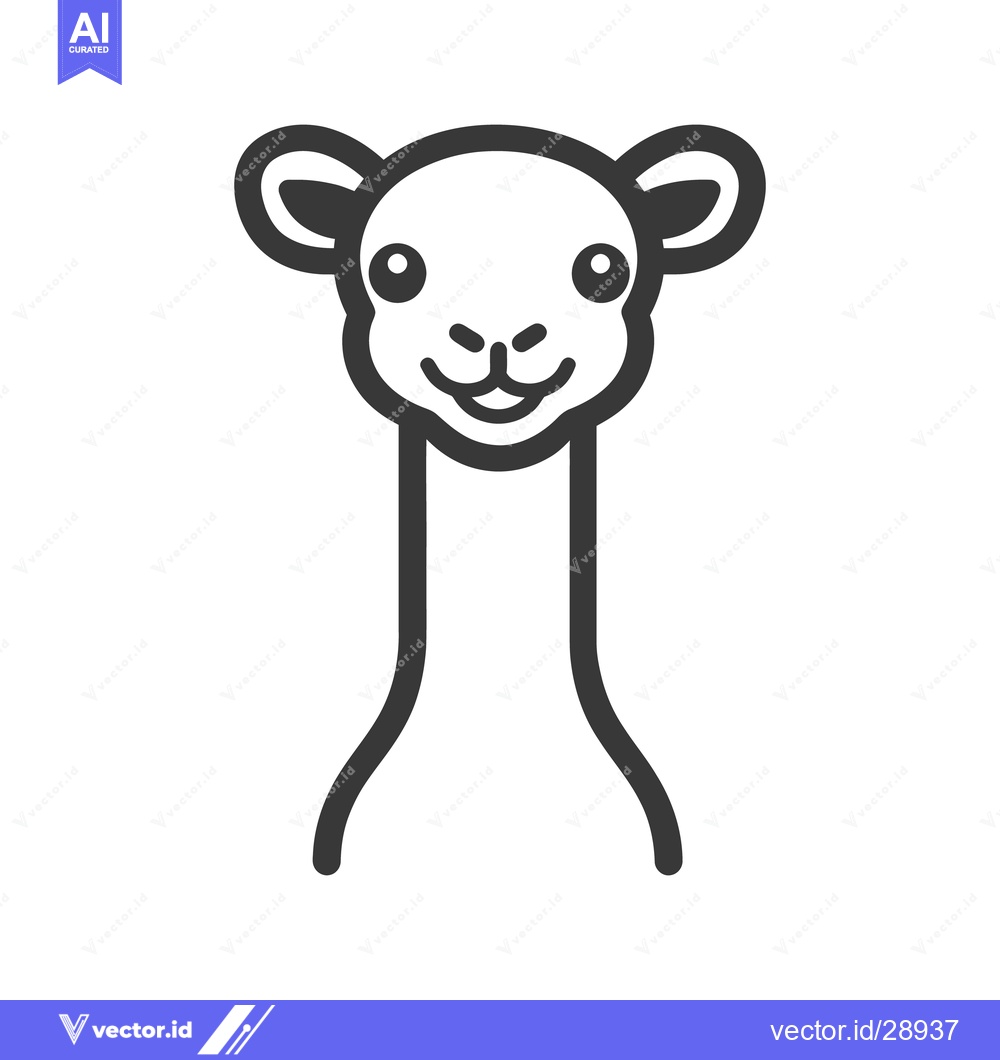 Premium Vector of A cartoon illustration of a smiling llama with big ears