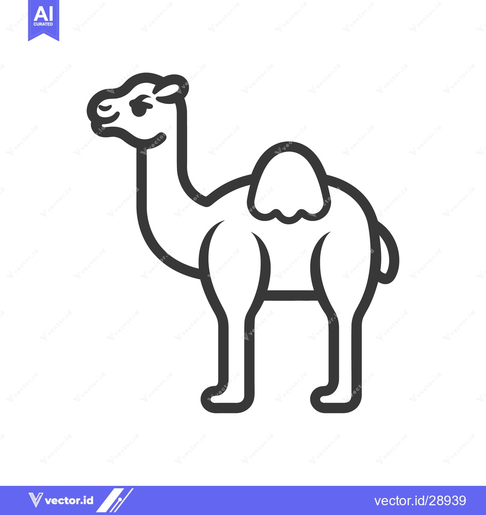 Premium Vector dari A black outline drawing shows a standing camel animal