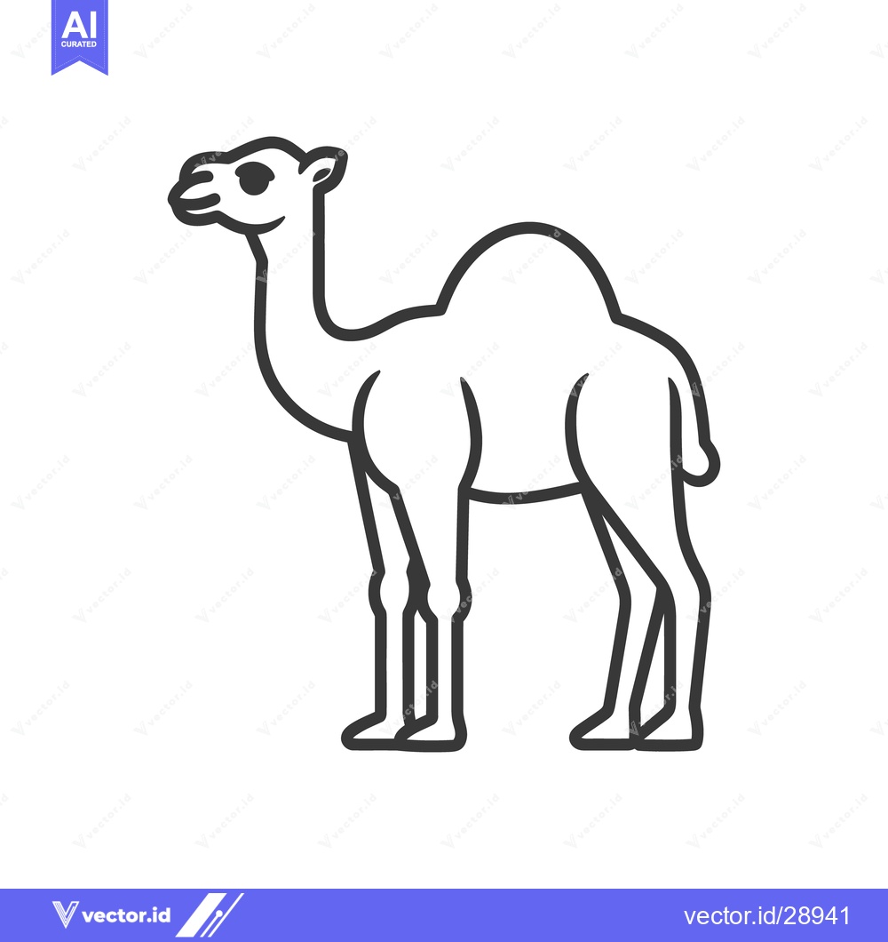 Premium Vector dari A line drawing of a one humped dromedary camel