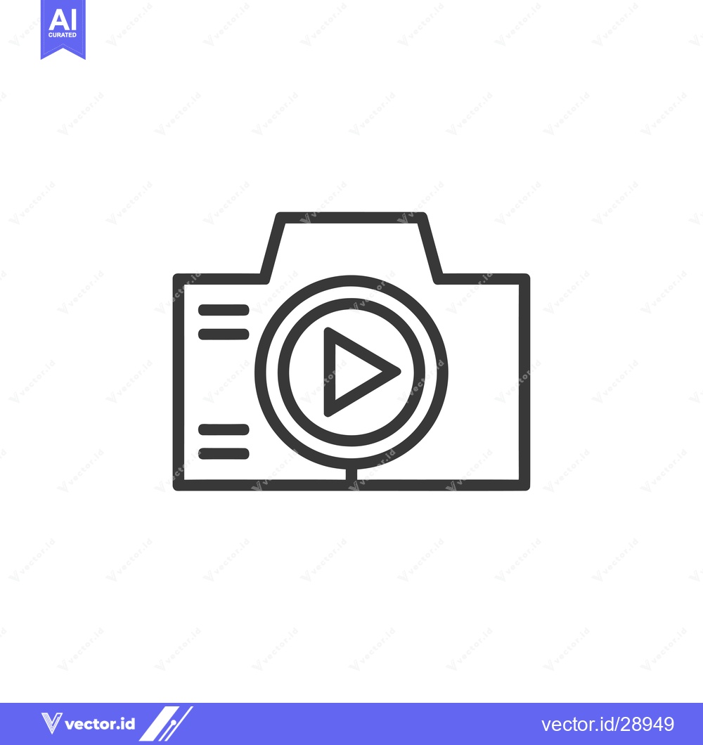 Premium Vector dari Camera Icon with Play Button Inside a Circle
