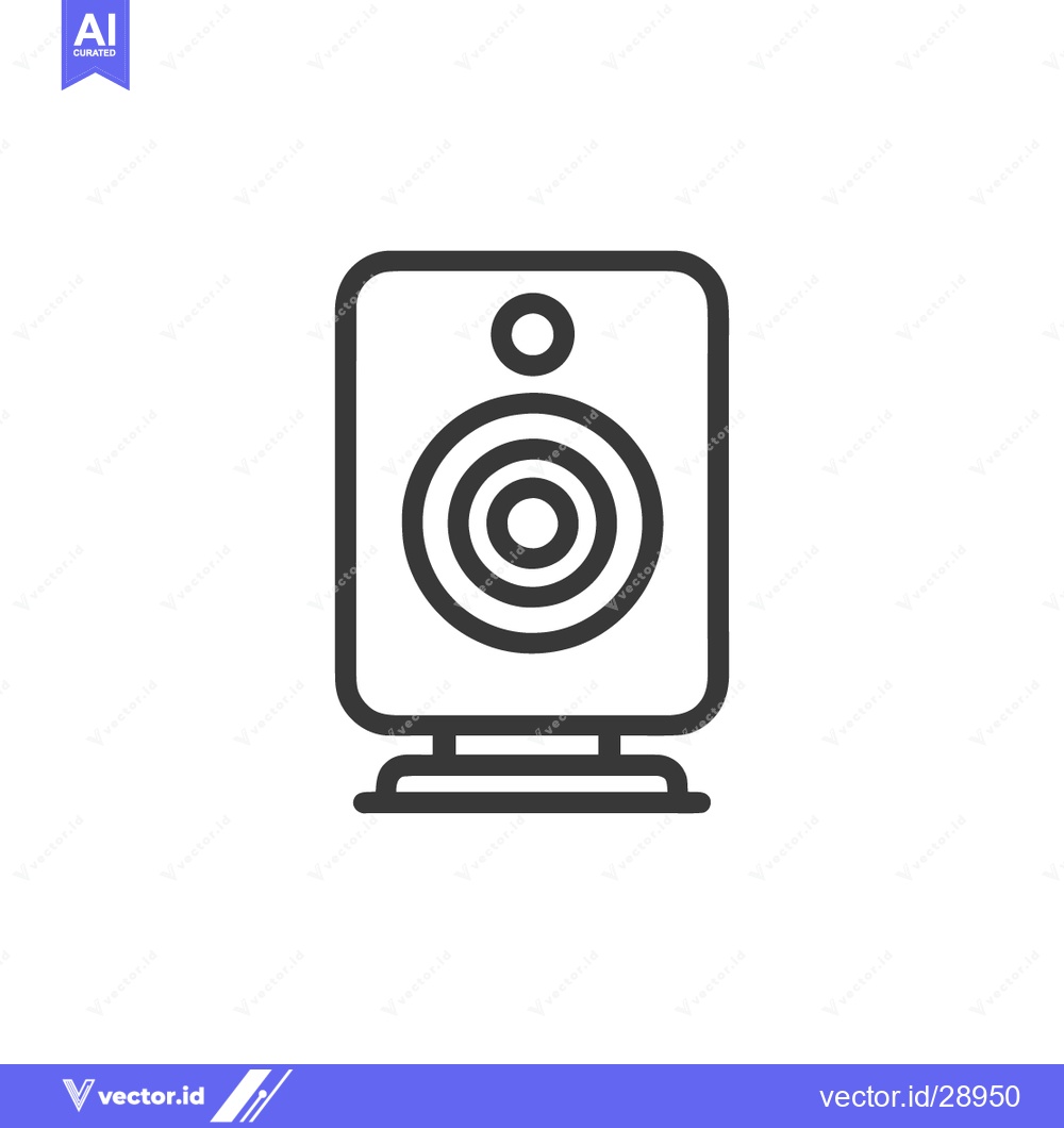 Premium Vector dari Minimalist Speaker Icon: Modern Audio Equipment Outline on White Backg