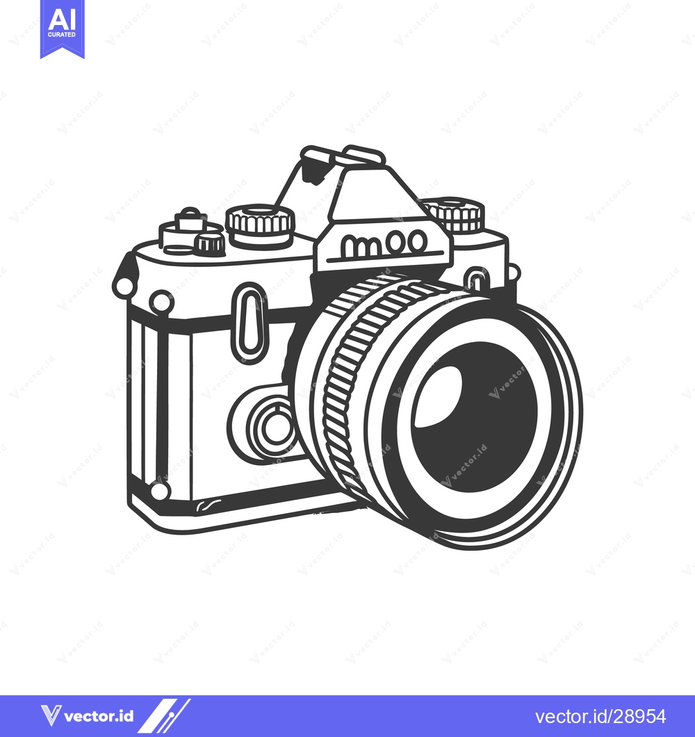 Premium Vector of A detailed illustration of a classic film single lens reflex camera