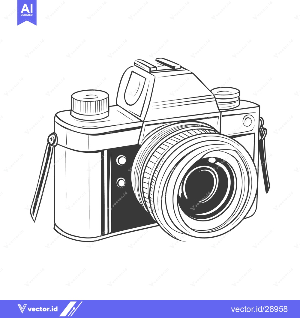 Premium Vector dari A detailed artistic depiction of an analog camera illustration