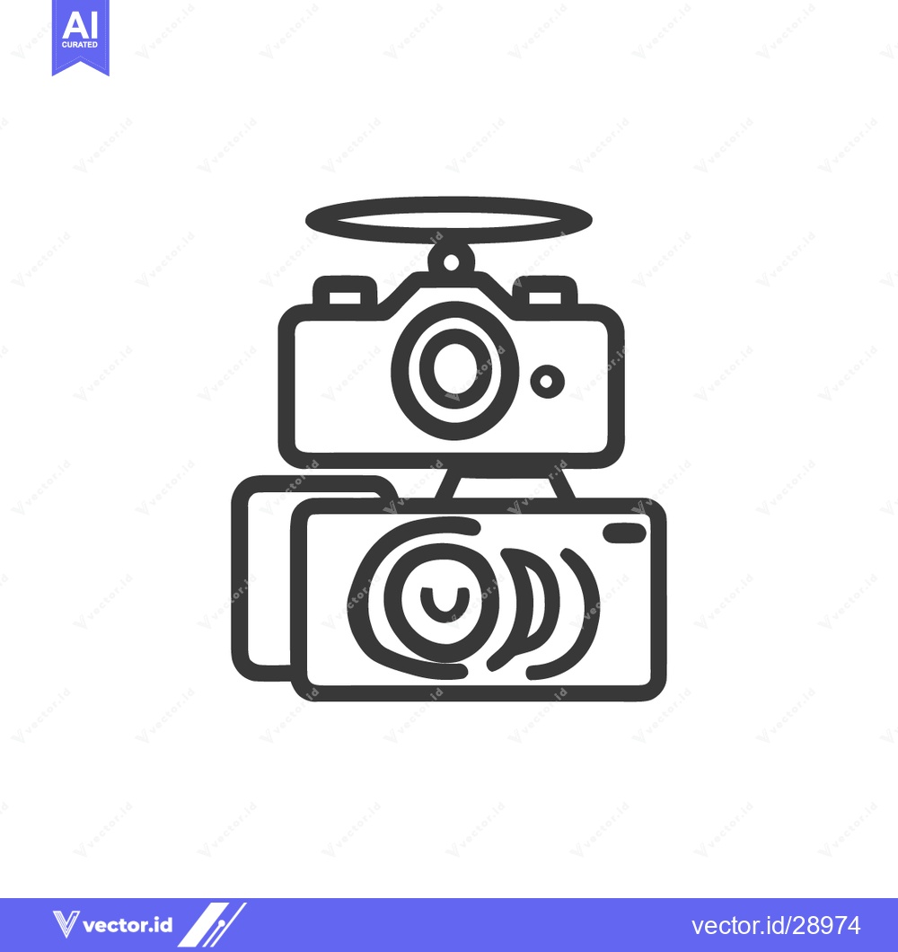Premium Vector of Stacked Camera Outline Icon: Photography Equipment, Minimalist Design