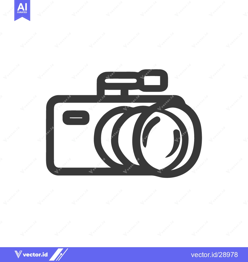 Premium Vector dari Minimalist Camera Icon with Flash and Lens Detail, Photography Symbol