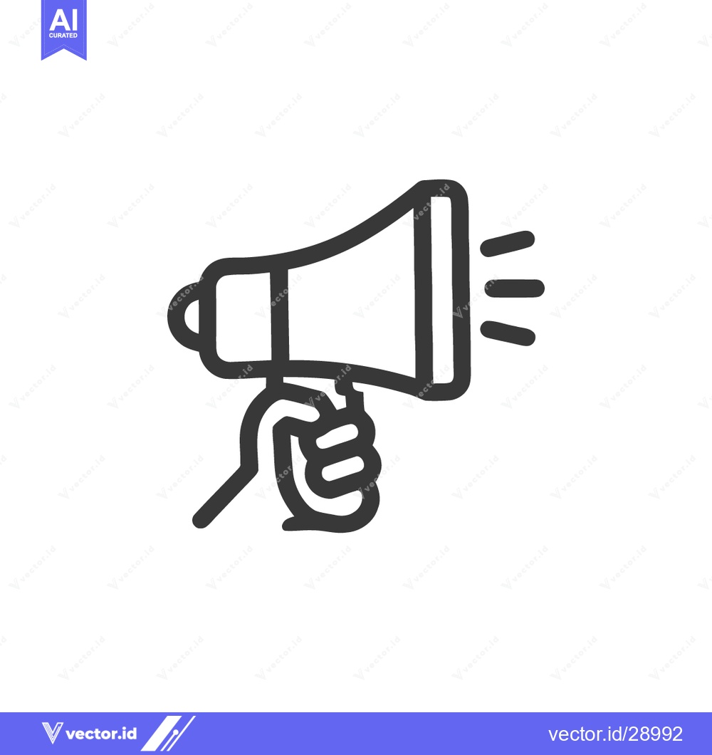 Premium Vector dari Hand Holding Megaphone Icon: Bold Line Art for Announcement