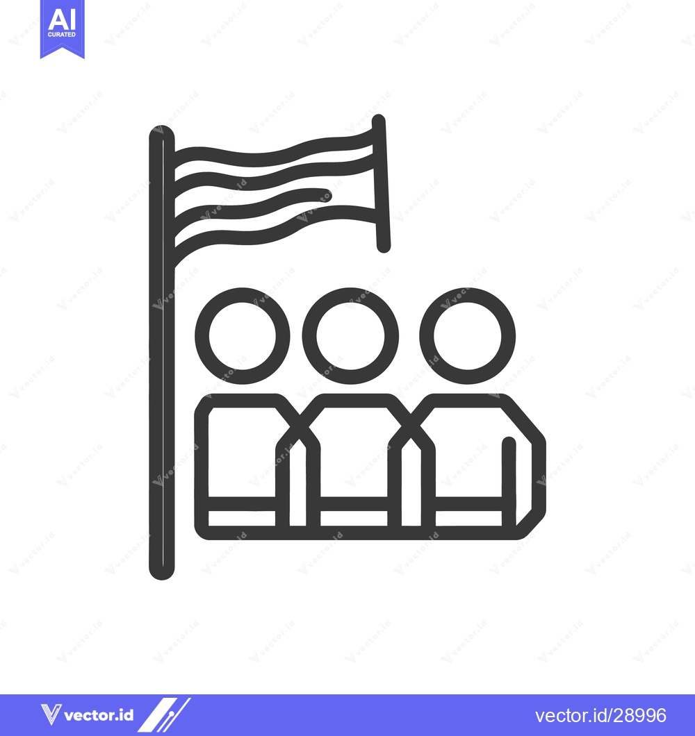 Premium Vector of An icon displaying people standing behind a waving flag symbol