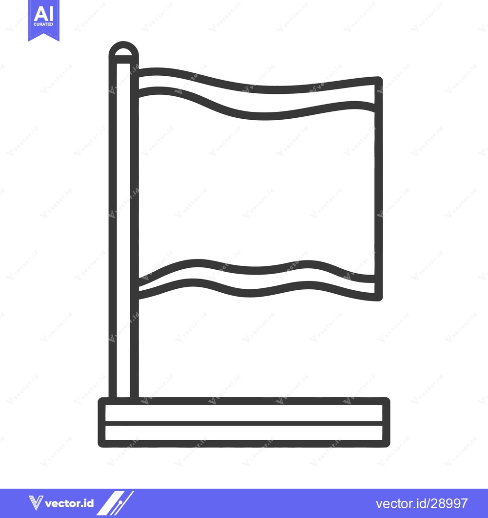 Premium Vector dari A minimalist black outline drawing of a waving rectangular flag