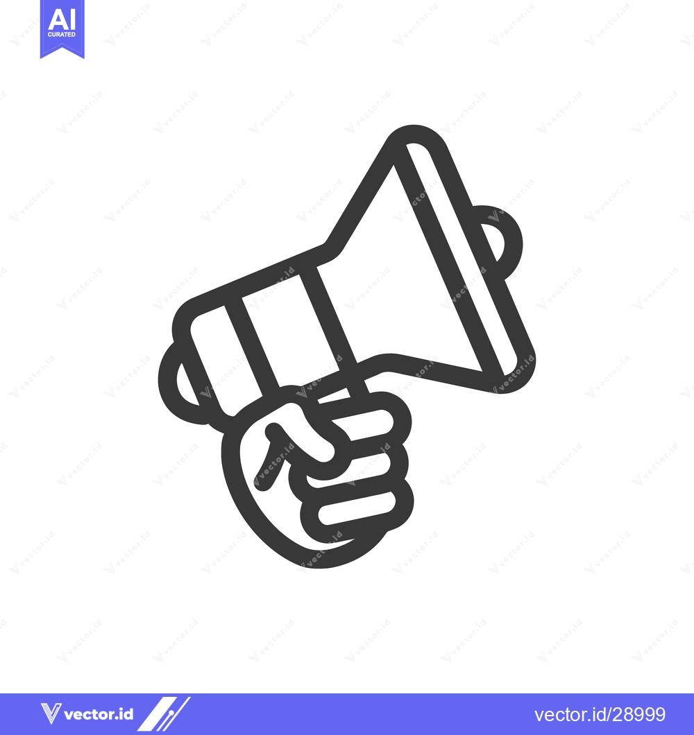 Premium Vector dari A hand holding a megaphone with a simple black outline