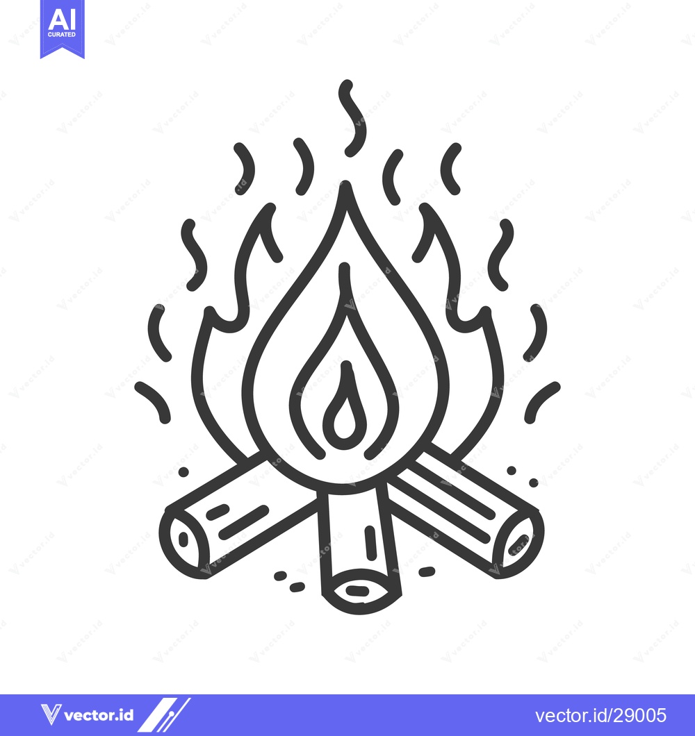 Premium Vector of A detailed illustration of a burning campfire icon or symbol