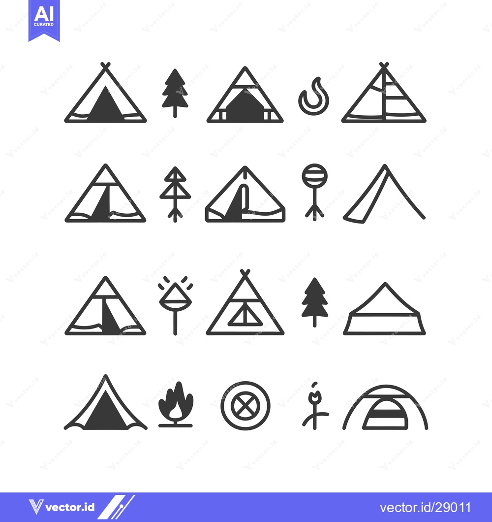 Premium Vector dari Camping and Outdoor Activities Icon Set
