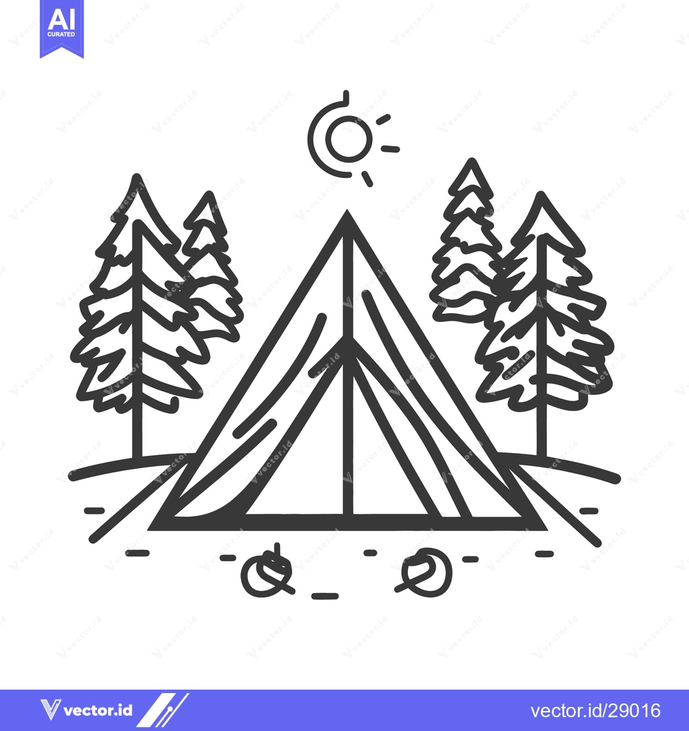 Premium Vector of Simple graphic illustration depicts a tent in a natural environment se